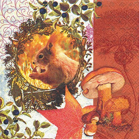 20 Servietten Autumn Flair – Herbstgefühl/Eichhörnchen/Herbst/Herbstmotiv 33x33cm