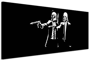 Paul Sinus Art Kunstdruck Star_Wars_Pulp_Fiction_150x50cm Panoramabild_Ausführung qualitativ hochwertiges Keilrahmenbild auf echter Leinwand als Wandbild auf Keilrahmen