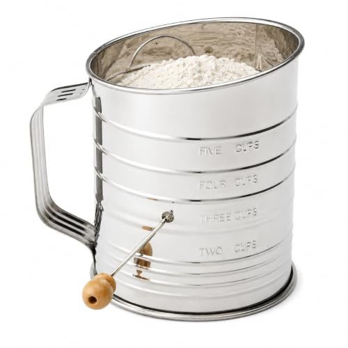 Mrs. Anderson’s Baking Hand Crank Flour Icing Sugar Sifter, Stainless Steel, 5-Cup
