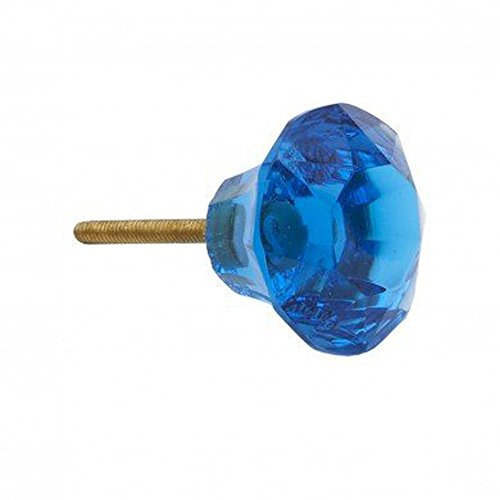 Bombay Duck - Glass Faceted Door Knob - Blue - 3.5cm