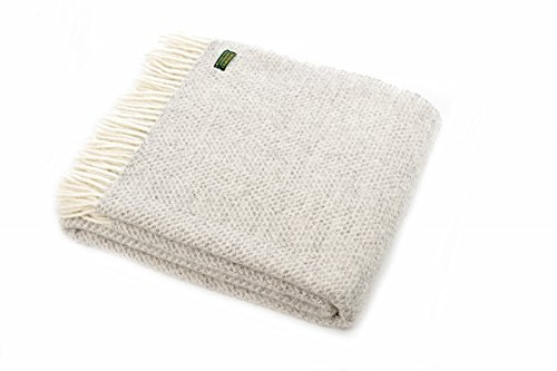 Lifestyle Honeycomb Schurwolle Decke Überwurf in Weiches Grau