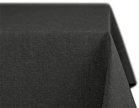 BEAUTEX fleckenabweisende und bügelfreie Tischdecke - Tischtuch mit Lotuseffekt - Tischwäsche in Leinenoptik, Eckig 110x140 cm, Dunkelgrau