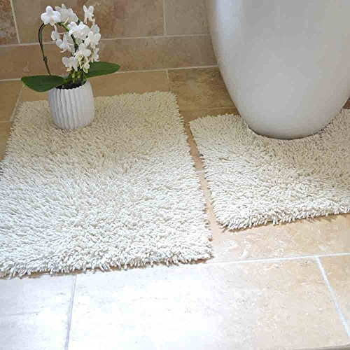 Rapport Bade- und WC-Vorleger-Set aus Baumwolle, Baumwolle, cremefarben, 80 x 50 x 2 cm