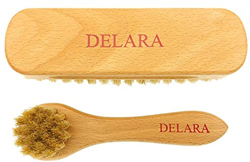 DELARA Eine kleine Schuhbürste und eine Cremebürste aus Naturborsten im Set (Natur)