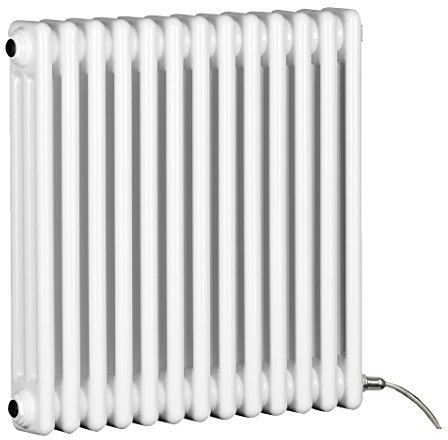 Manissa Electric 3 Column White Radiator Traditional 600h x 599w with PTC Element Old Cast Iron Type School Radiator