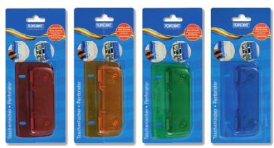 Toppoint 10er Mini Locher mit Linealfunktion, Kunststoff, Rot, Blau, Grün, Orange