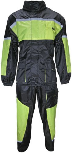 HEYBERRY Motorrad Regenkombi Regenhose Regenjacke schwarz neon grün Gr. XL