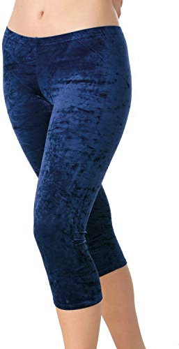 Fischer 77122 Samt Caprihose Mädchen Gymnastik Turn Sport Capri Hose in wolkiger Samt Optik, Ökotex 100 Zertifiziert, Größe: 140, Farbe: Marine