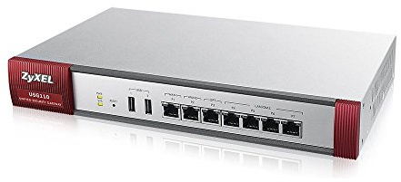 Zyxel ZyWALL Firewall UTM 1,6 Gbps, para un máximo de 100 usuarios - Incluye 1 año del paquete de servicios UTM [USG110]