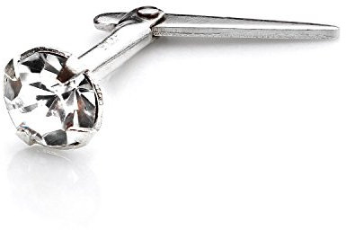 jewellerybox Sterling Silver Andralok Nose Stud with 3mm Clear Crystal