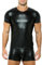 Herren Latex T-Shirt schwarz Leder Optik Männer Shirt Unterhemd Kurzarm Unterwäsche Stretch Hemd Tops Clubwear Guywear Gogo Swingerclub Freizeithemd Sommer Muskel Top Lack-Leder Vinyl Oberteil (XL)