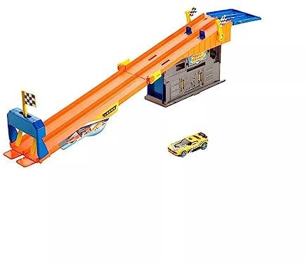 Hot Wheels - Garaje coches juguete Rooftop Race, juguetes niños +4 años (Mattel DRB29)