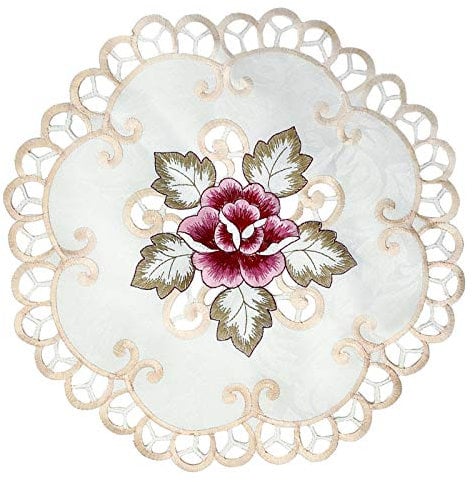 EQLEF® 4 PCS VON Spitze bestickt Durchbrucharbeit rund Deckchen Platzdeckchen Vase Pads, Baumwolle / Leinen, mehrfarbig, 11.8''* 11.8 (30*30cm)