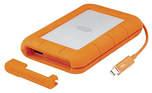 LaCie STEV1000400 Rugged Mini Hard Disk Esterno, 1 TB, Thunderbolt, USB 3.0, Arancione/Grigio