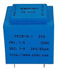 YHDC Transformateur d'isolement de sécurité PE2818-I 2VA 220V/24V