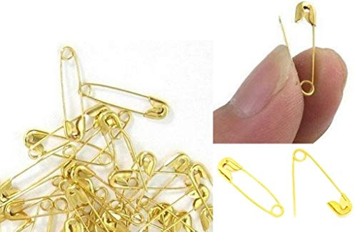 50 x Gold or Silver Colour First Steps Safety Pins Small 20mm 2cm (Gold)