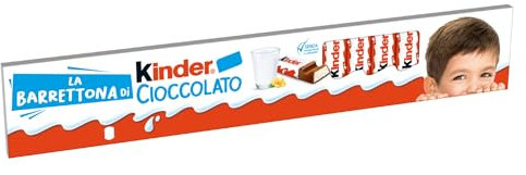 Kinder Cioccolato - La Barrettona, 24 Barrette Ripiene al Latte e Ricoperte di Finissimo Cioccolato Puro Cacao, Senza Glutine, Idea Regalo, Confezione da 300 gr