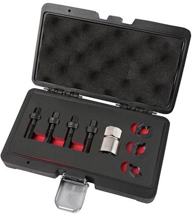Neilsen CT3446 5-Piece Wheel Stud Thread Repair Set – Includes 3 Dies (M12x1.25mm, M12x1.5mm, M14x1.5mm) and 24mm Hex Adaptor – Restores Damaged Wheel Nut Threads