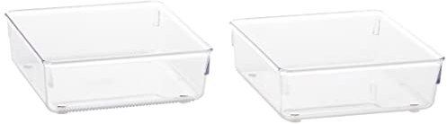 iDesign 52630M2EU Linus Besteckkasten Schubladeneinsatz für Besteck, Pfannenwender, Kleinkram - 2 Stück, 15,24 x 15,24 x 5,08 cm, Durchsichtig, Plastik, Clear
