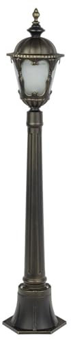 Licht-Erlebnisse Wegeleuchte Aluminium Glas Antik IP44 Garten H:115 cm E27 max. 60W Laterne blendarm Rustikale Stehleuchte Außen TYBR