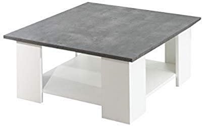 Symbiosis Square Table Basse Blanc et Effet Béton 67x67x30,5 cm