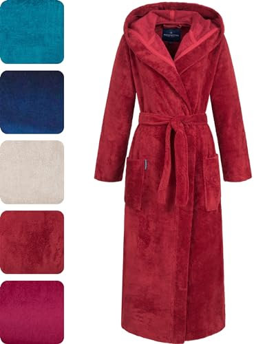 Morgenstern Peignoir Femme Long Capuche Lux Rouge I X-Large