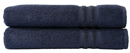 Linum Wohntextilien denzi Premium Authentic Weich 100% Türkische Baumwolle Luxus Hotel Collection Badetuch, Set von 2 Blau - Twilight Blue