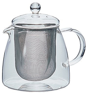Hario | Théière en Verre pour thé en Feuille avec Couvercle | 700 ML | Blanc