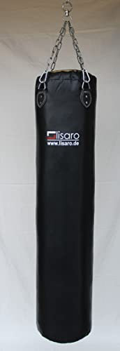 Lisaro Leder Boxsack, ungefüllter Hochleistungs Boxsack mit drehbarer Halterung Set für Boxen MMA, 100cm für Erwachsene Jugend Kinder Boxsack Standard 100 cm ungefüllt