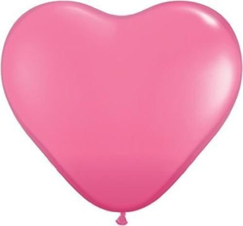 Rose Pink 11 Qualatex Heart Shaped Latex Balloons x 10