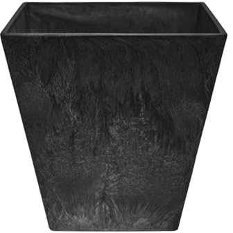 Artstone Pflanzgefäß Pflanzkübel Ella, frostbeständig und leichtgewichtig, Schwarz, 30x29cm