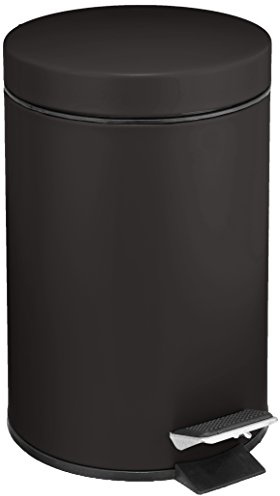 Wenko 19580100 Kosmetik Treteimer - 3 Liter, Stahl lackiert, ø 17 x 25 cm, schwarz-mattiert