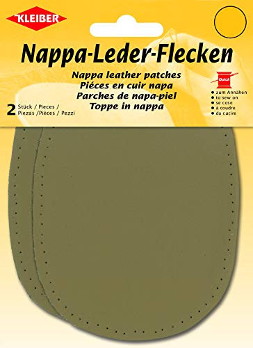 Kleiber Ellbogen- und Knieflicken aus Nappaleder zum Aufnähen, 12,5 cm x 10 cm, Beige, 2-er Set