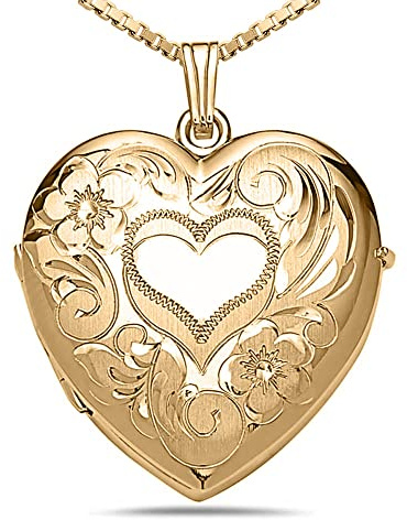 PicturesOnGold.com Personalized 14K Yellow Gold 4-Page Heart Photo Locket (Locket Only)