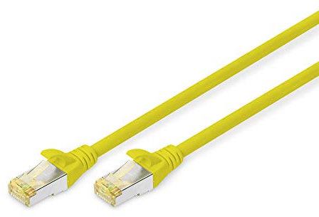 DIGITUS Câble LAN Cat 6A - 5m - RJ45 Câble réseau - S/FTP blindé - Compatible Cat-6 & Cat-7 - Jaune