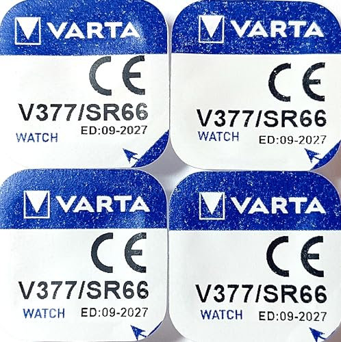 VARTA Lot de 4 Piles oxyde argent pour montres, V377 (SR66), 1,55 Volt