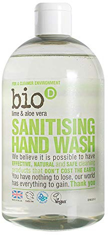 Bio-D Lime & Aloe Vera Cleansing Handwash | 500ml (Pack of 3) | Antibacterial Hand Soap | Neutralises 99.9% of Bacteria | 100% Naturally Derived | Vegan & Cruelty Free | Made in the UK