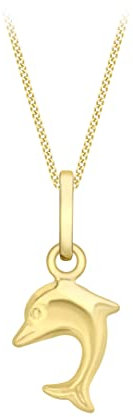 CARISSIMA Damen Panzerkette mit Delfin-Anhänger, Gelbgold 9 Karat (375), Länge 46 cm