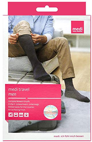 medi Reisestrümpfe travel Men AD Kniestrümpfe normal KKL 1 grau geschlossene Fußspitze
