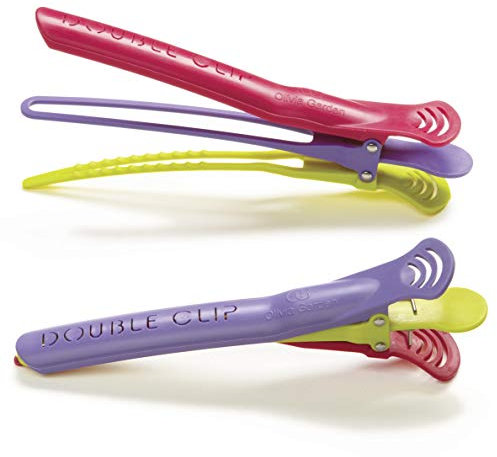 Olivia Garden Haarclips Double-Clips (Abteilklammern), Doppel-Haarklammern mit 2 Öffnungen zum Festklemmen und Abteilen mehrerer Haarpartien, 2 Stück à 14 cm
