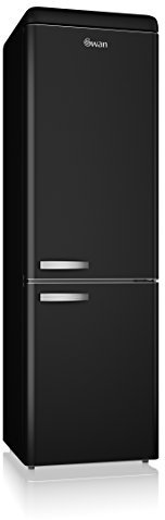 Swan SR11020BN, Freestanding Retro Fridge Freezer 70/30, A+ Rated, 300 Litre, Matt Black