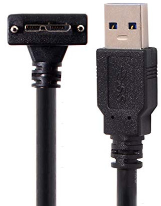 CY Micro USB Screw Mount to USB 3.0 Data Cable for Point Grey Chameleon Camera 3m 90 Degree Down Angled