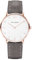PAUL HEWITT Armbanduhr Damen Sailor Line White Sand - Damen Uhr (Rosegold), Damenuhr mit Lederarmband in Grau, weißes Ziffernblatt