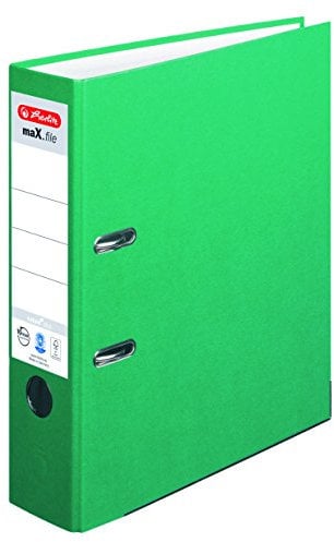 Herlitz Ordner maX.file nature plus, A4, 8 cm Rückenbreite, Spezialbeschichtung aus Papier, grün