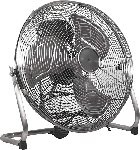 Chrome Silver Metal High Velocity Cold Air Circulator Adjustable Floor Fan with 3 Speed Settings (14)
