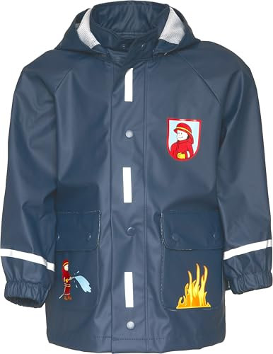 Playshoes Regenjacke Unisex Kinder Wind- und wasserdicht Regenmantel Regenbekleidung, Feuerwehr, 128