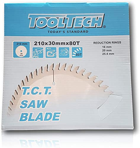 Disco de corte HM para aluminio, 210 x 30 mm x 80 dientes, con 3 anillos de reducción