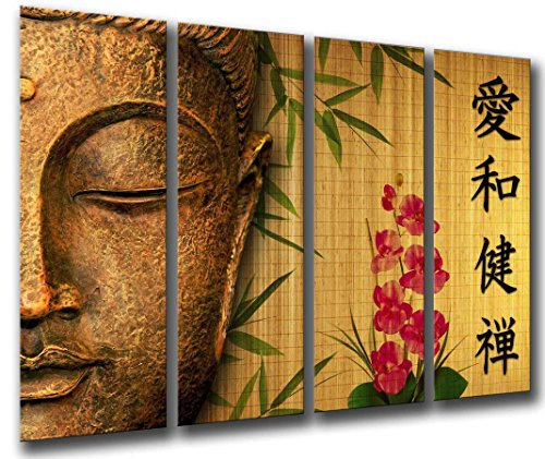 Wandbild - Bild Buda, Buddha, Relax, Zen, Meditation, 131 x 62 cm, Holzdruck - XXL Format - Kunstdruck, 26066