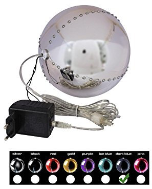 EUROPALMS LED Snowball 15cm, dunkelblau | Hochwertige Kunststoffkugel mit vier vertikal umlaufenden LED-Reihen