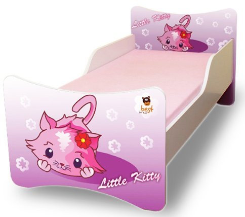 Best For Kids Kinderbett mit Schaummatratze mit TÜV Zertifiziert 90x200 30 Designs (Litte Kitty)